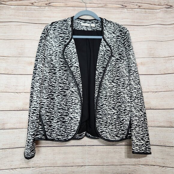 Women's CHICO'S Zebra-Print Style Jacquard Jacket Black & White Size 2 (M/L) - Picture 1 of 13
